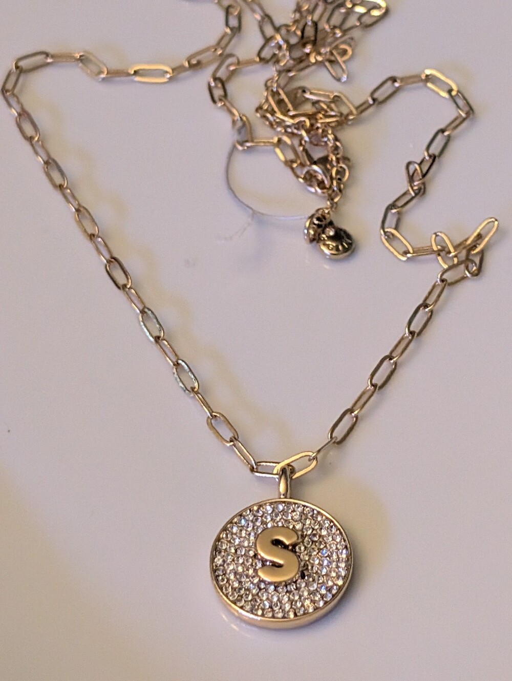 Gold Initial 'S' Pavé Pendant Necklace - Women's Jewelry